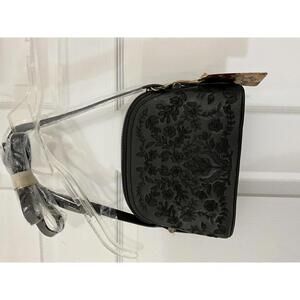 Sam & Hadley NWT Black Textured Floral Crossbody Mini Purse